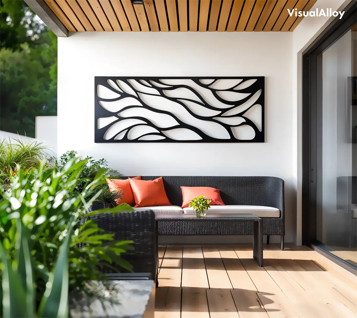 Abstract modern metal tree wall decor