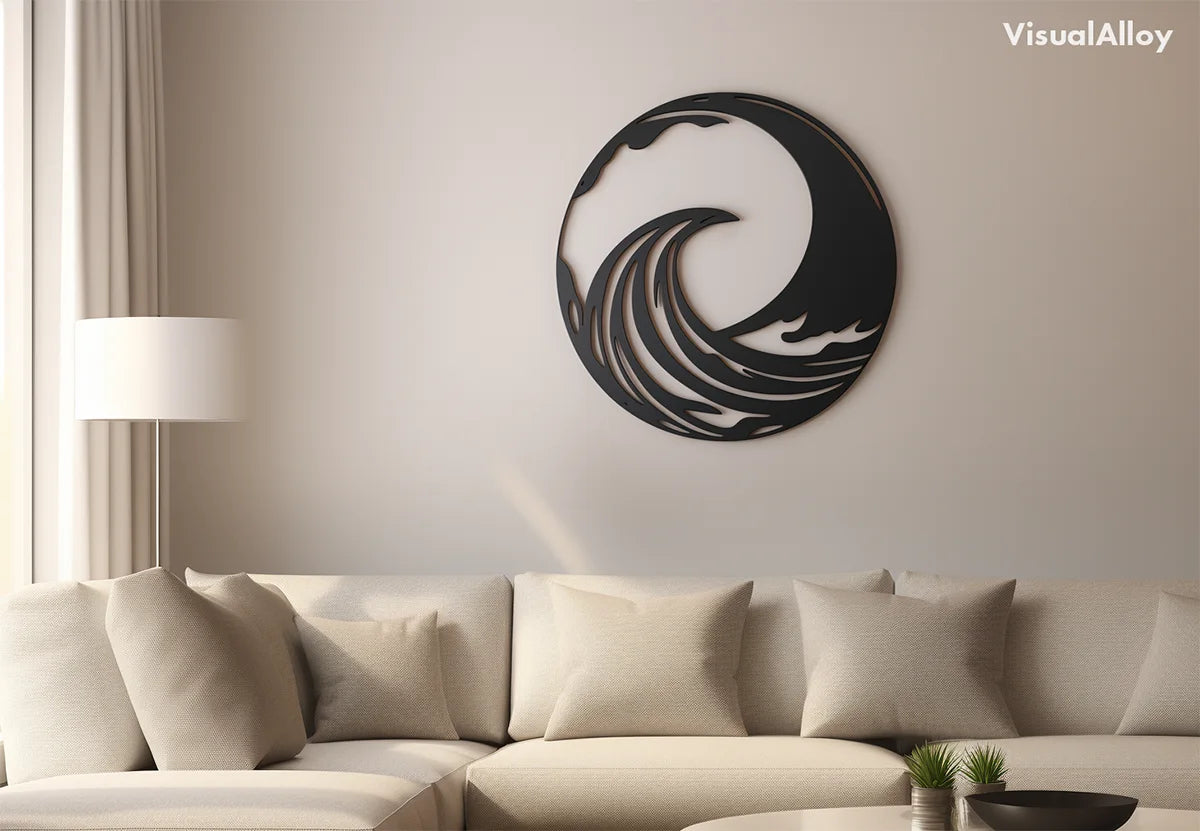 Abstrakte Welle schwarze Metall Wanddeko
