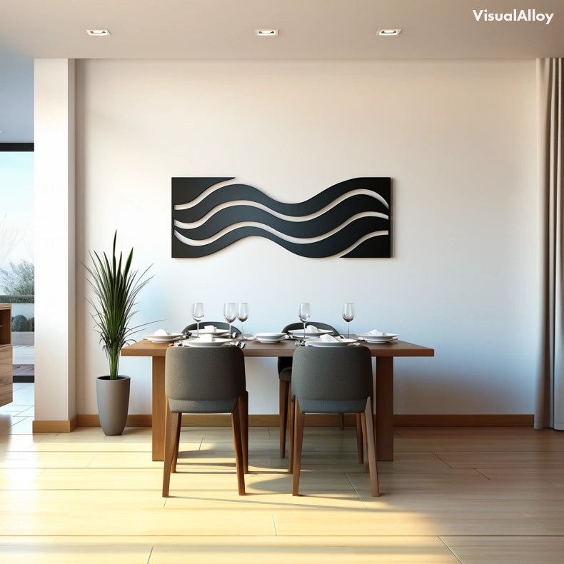 Beach metal wall art - black