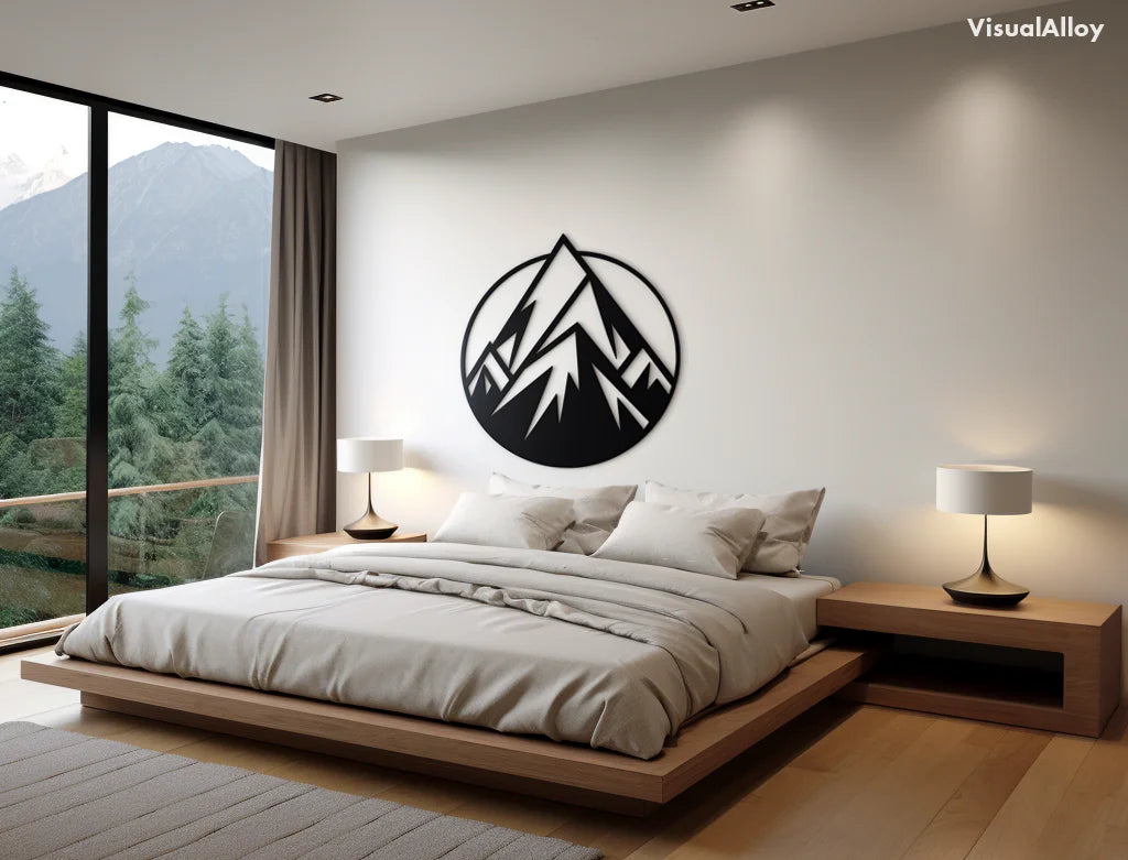 Metal mountain wall art