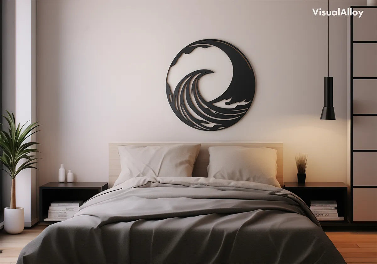 Black metal wall art for bedroom