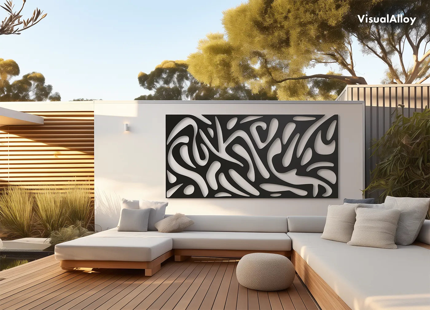 Black metal wall art for outside