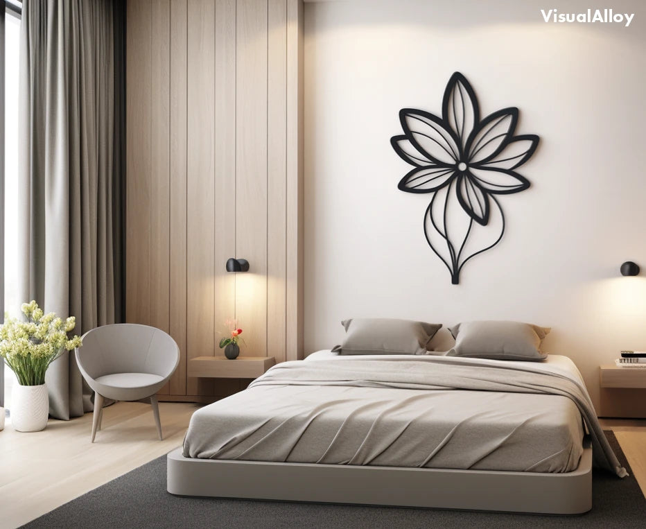 Black metal wall art in modern style room