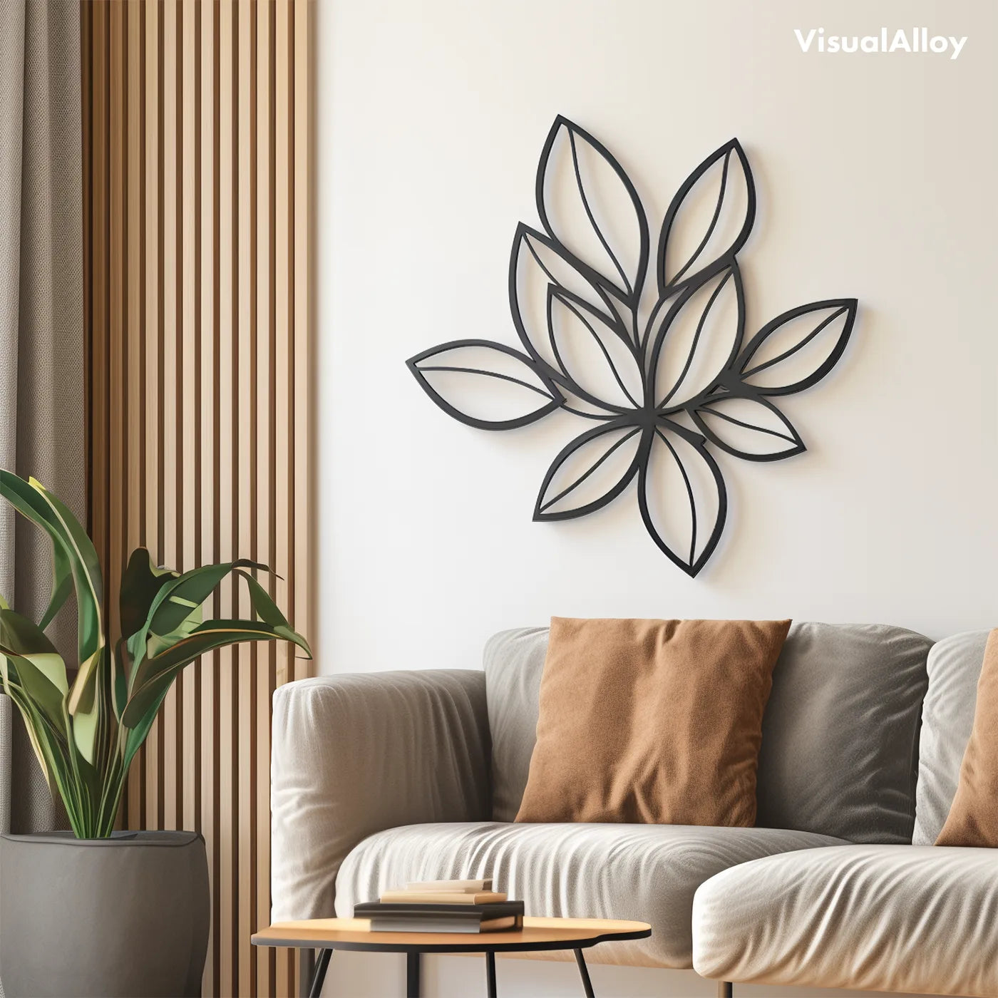 Blatt Wanddeko - schwarze Metallkunst