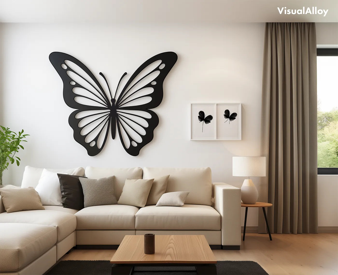 Butterfly black metal wall art