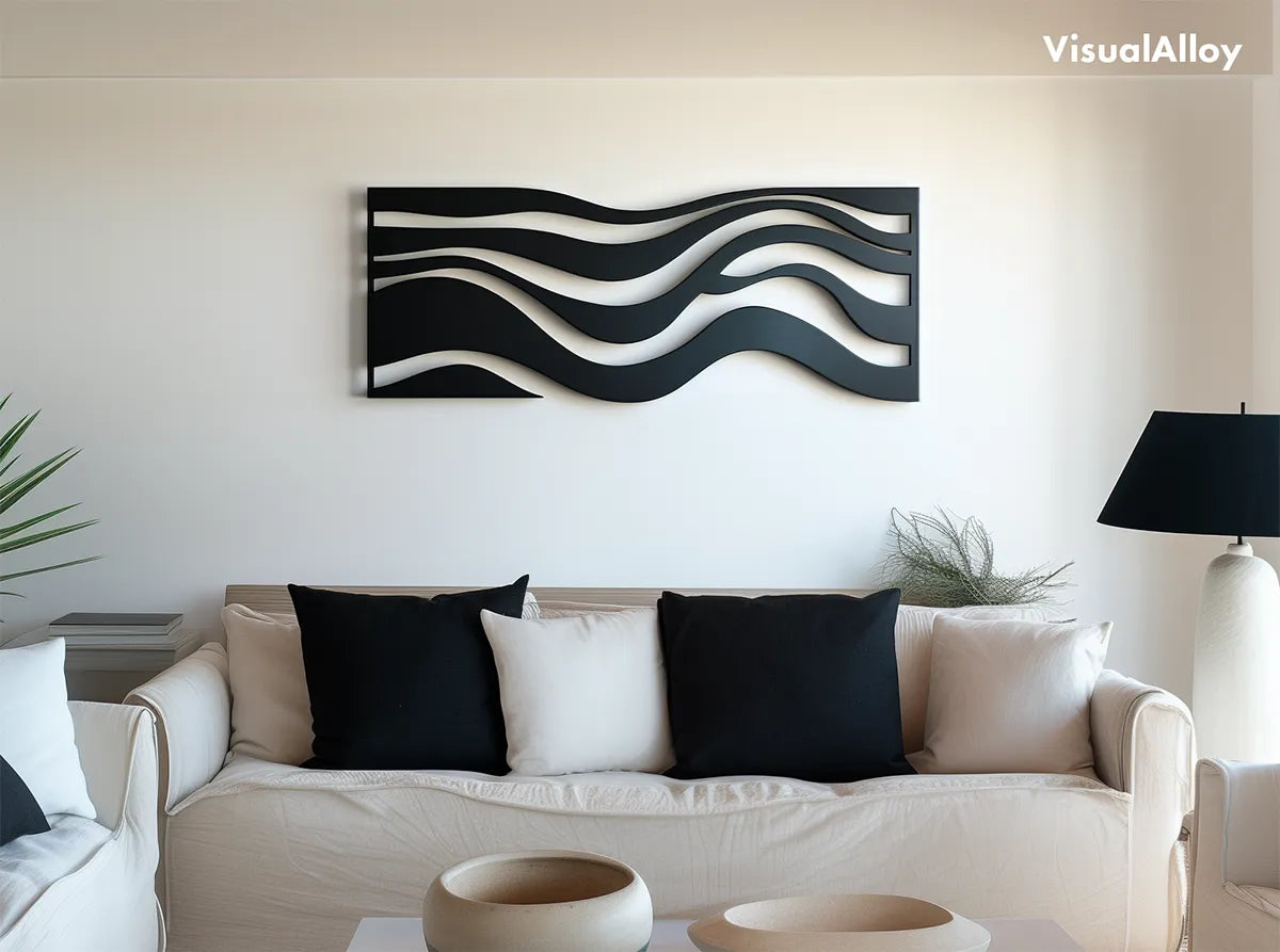 Horizontal black metal wall decor
