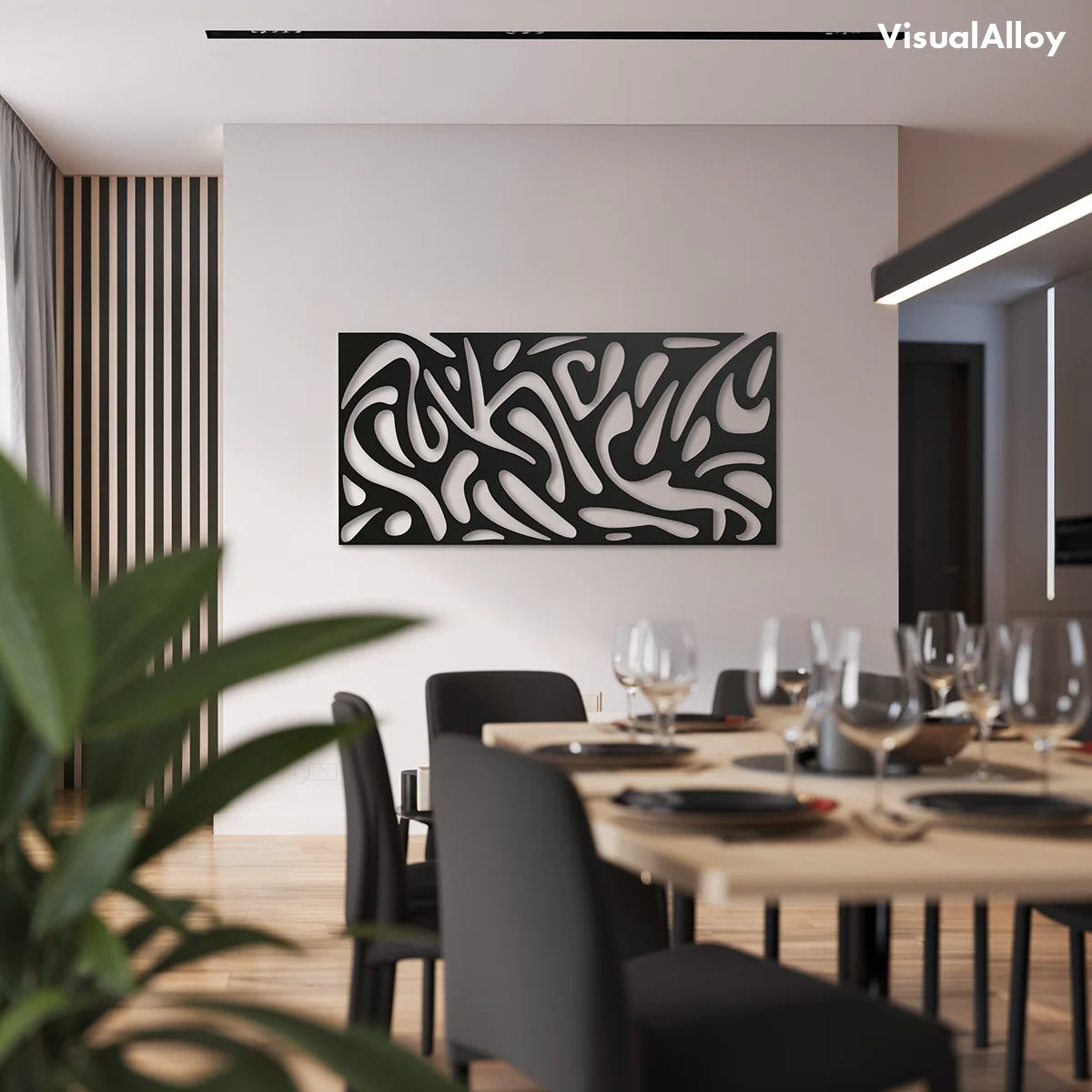 Large metal wall art - black color