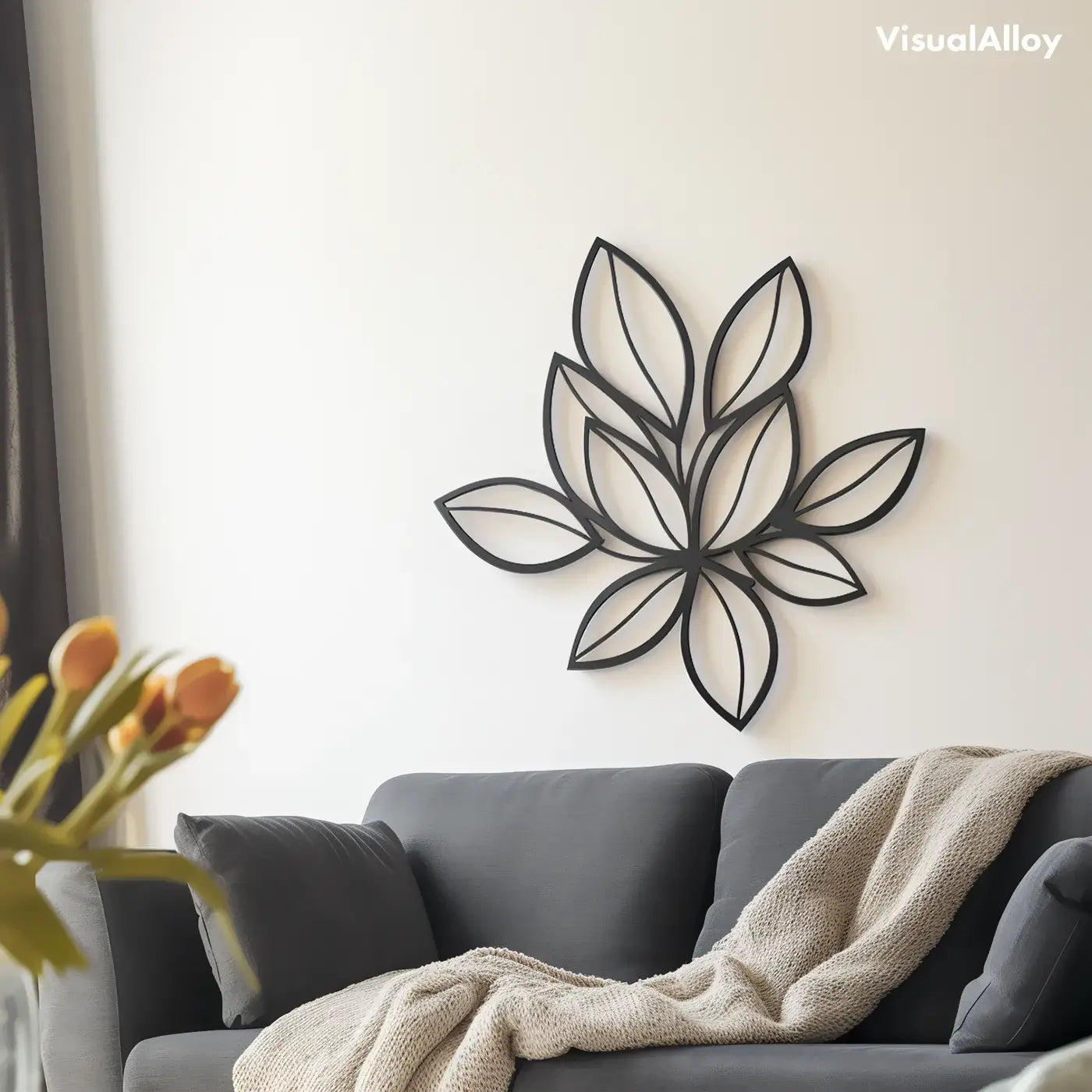 Leaf wall decor - black metal