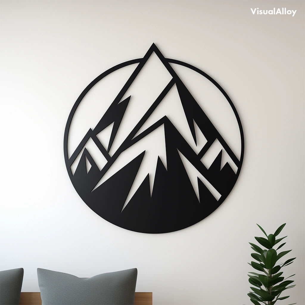 Metal mountain wall art
