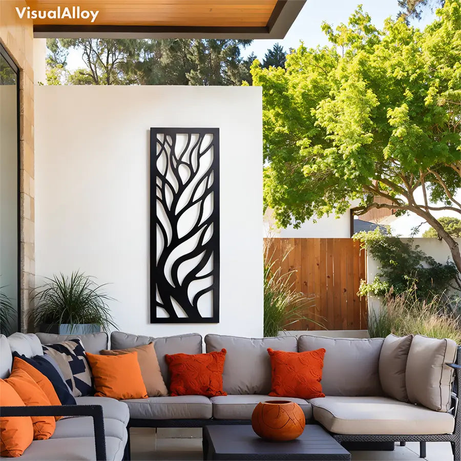 Metal wall art - vertical tree - outdoor