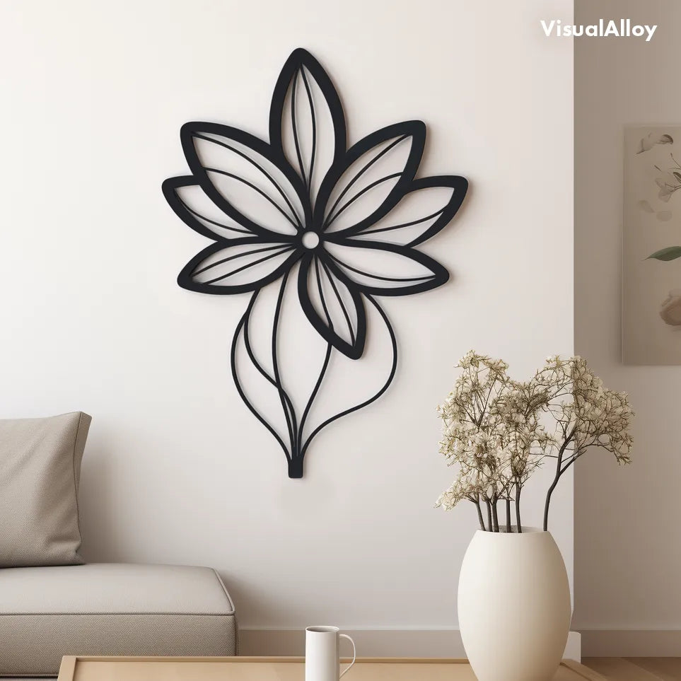 Metall Blume - schwarze Wanddeko