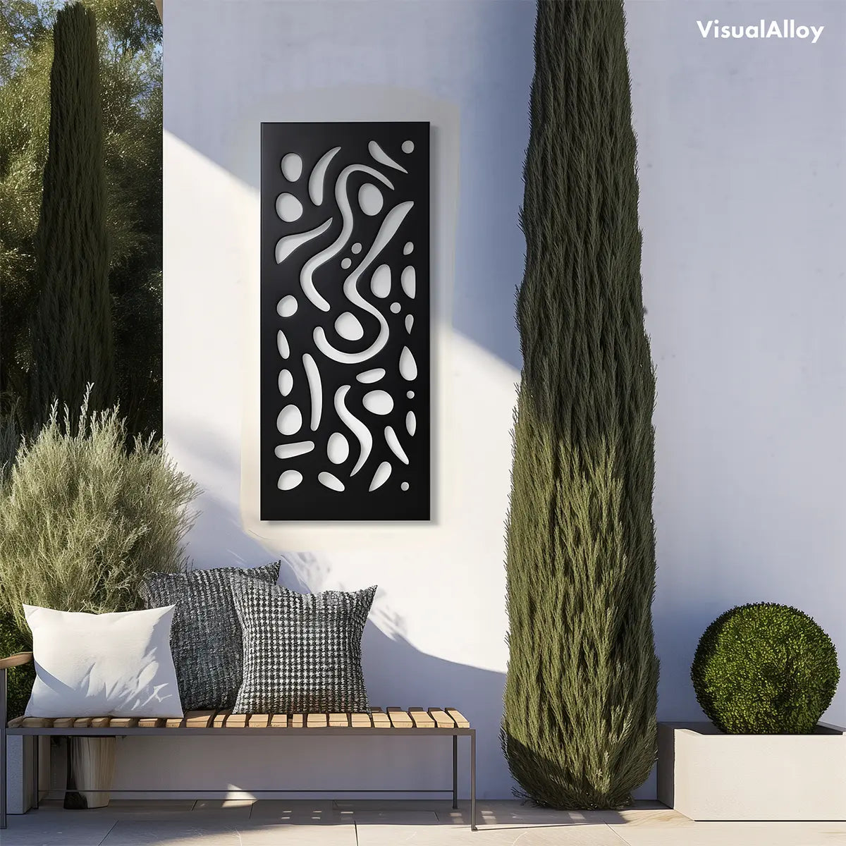 Moderne Außen Wanddeko - schwarzes Metall