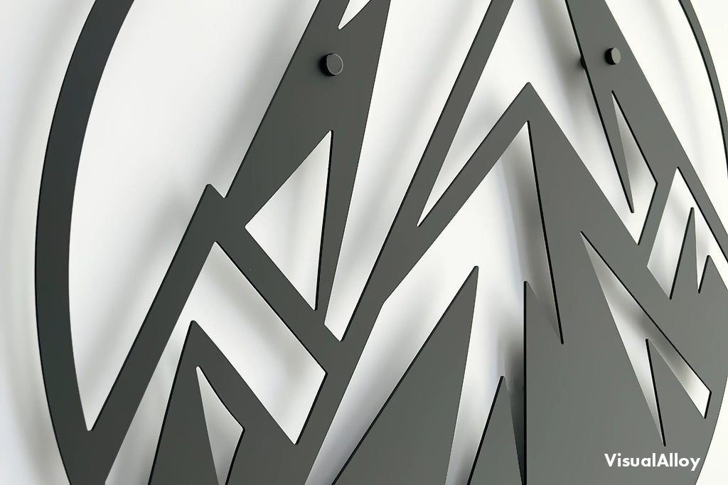 Mountain metal wall art outdoors