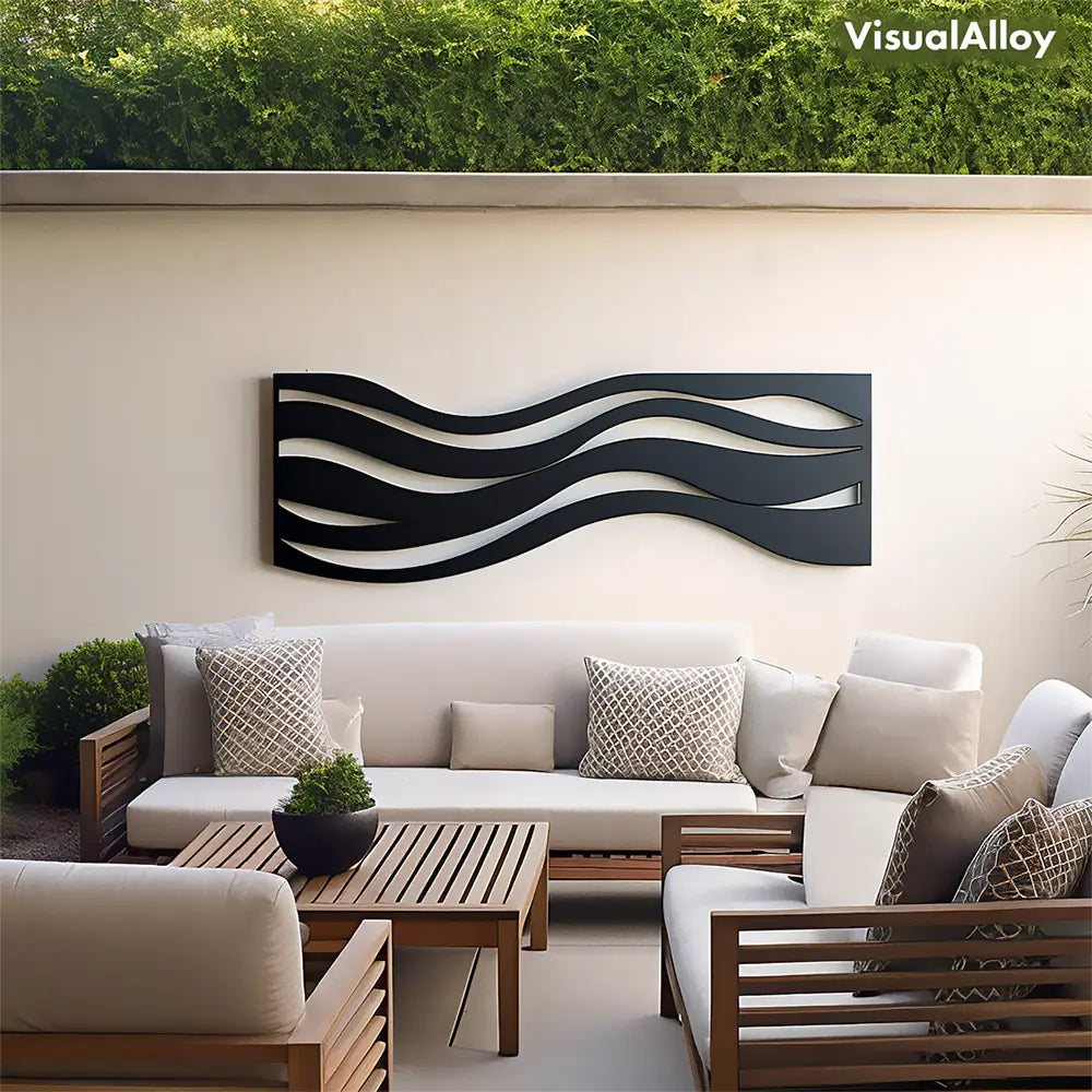 Ocean waves metal wall art for exterior walls