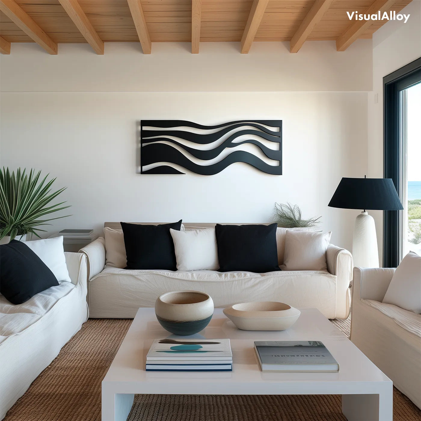 Ocean wall art - black metal