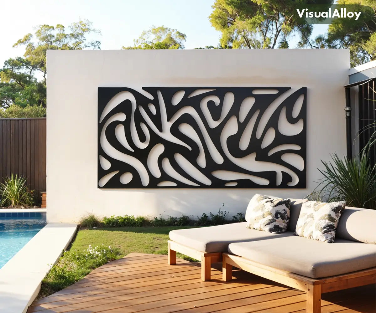 Outdoor metal wall art for patio, backyard