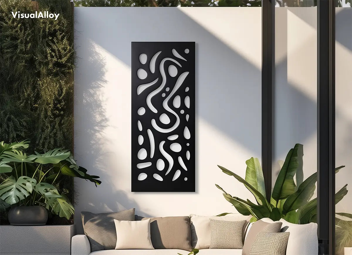 Modern abstract black metal wall art - outdoor