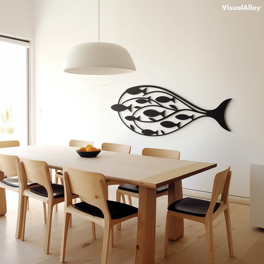 School of fish metal wall art