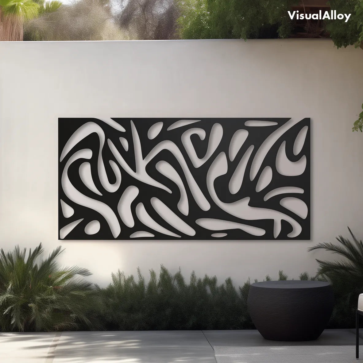 Schwarze Metall Wanddeko - für Außen