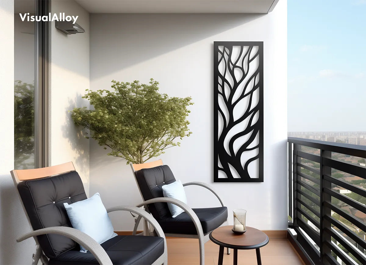 Vertical black metal wall art