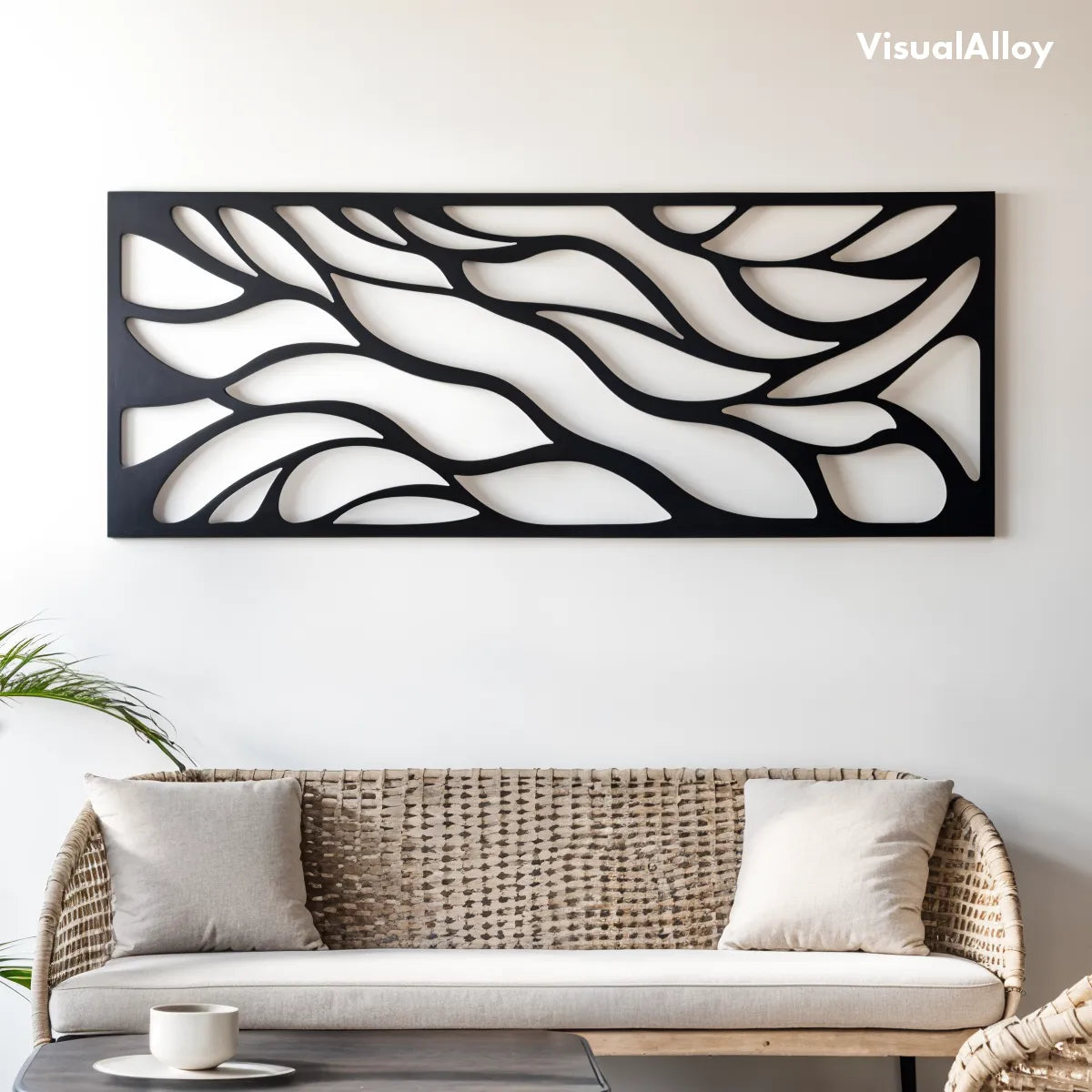 Abstract metal tree wall art black color