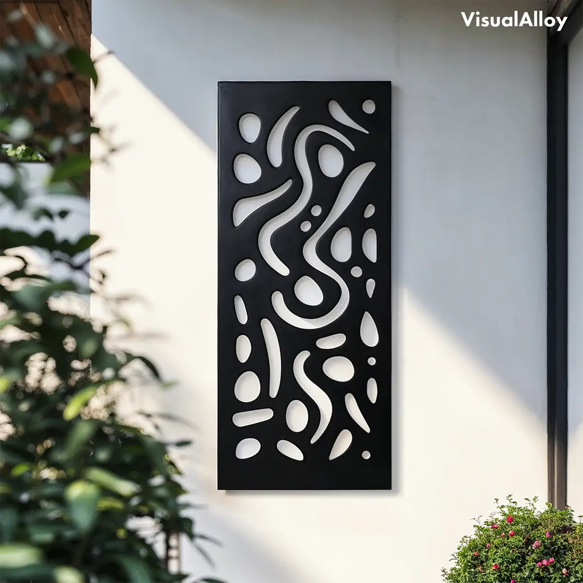 Abstract vertical metal wall art for outside