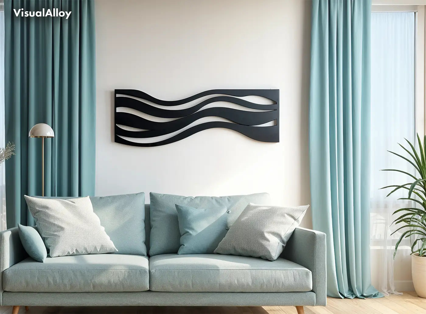 Black metal wall art for living room - modern interior