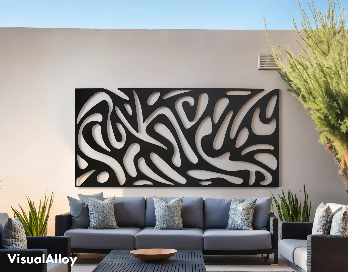 Large metal wall art for outdoor patio