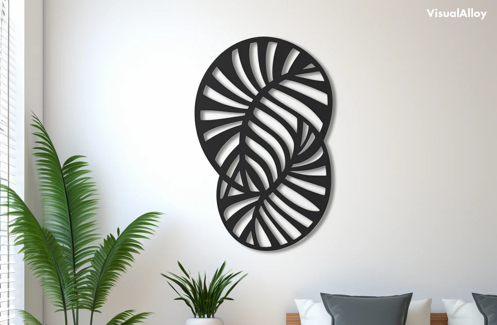 Metal palm leaf wall art
