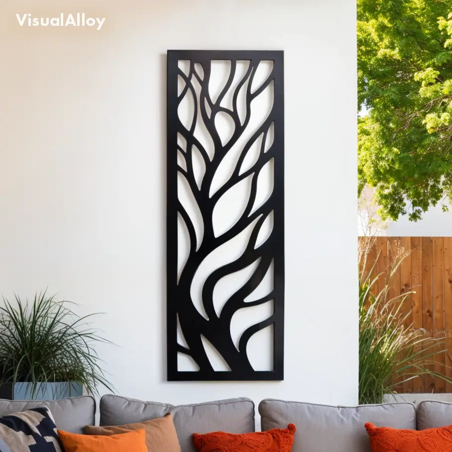 Metal tree wall art for outdoor - vertical