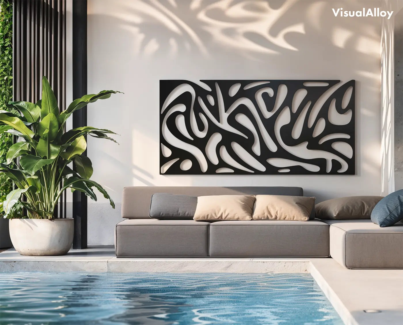 Metal wall art for extrior - pool area