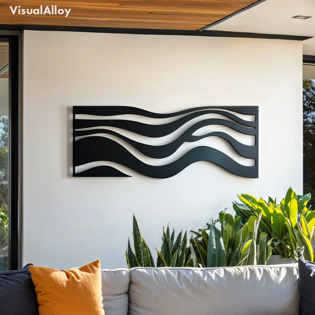 Metal wall art for outdoor - ocean waves