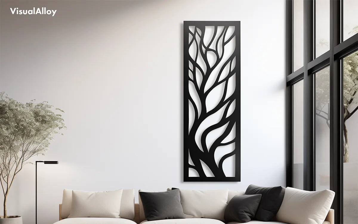Schwarze Metall Wanddeko - Baum des Lebens