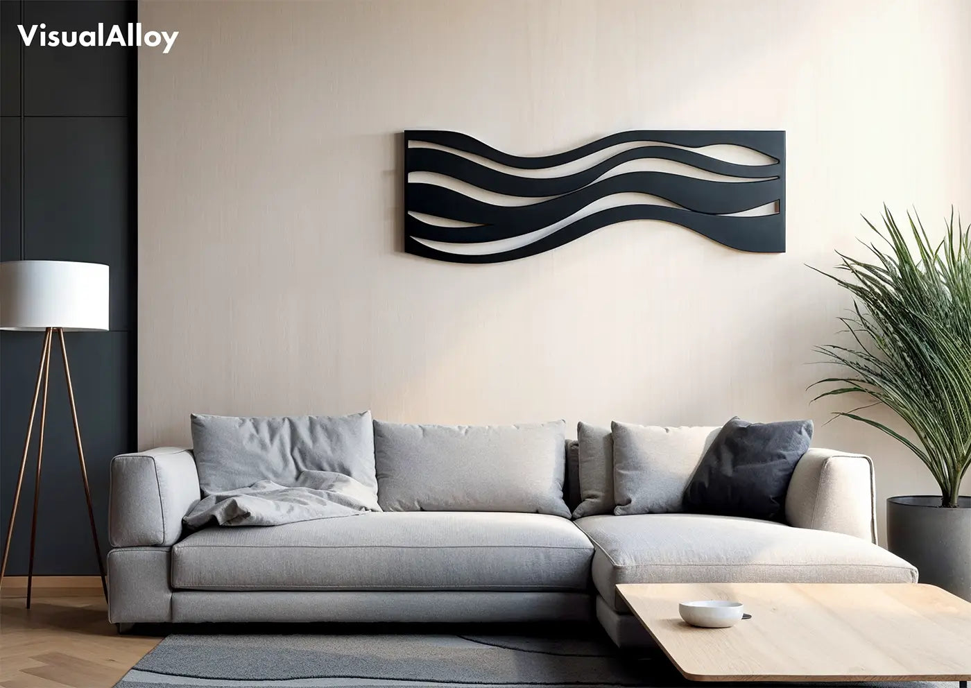 Waves modern metal art - ocean decor